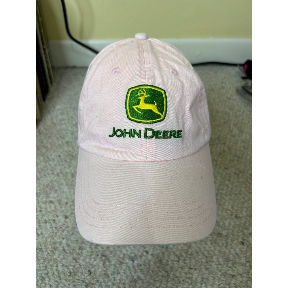 John Deere Pink Cotton Baseball Cap Hat Embroidered Logo One Size Fits Most
